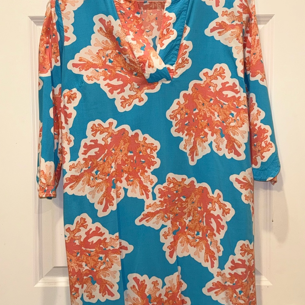 Crown & Ivy Vibrant Blue and Coral Women's Dress
